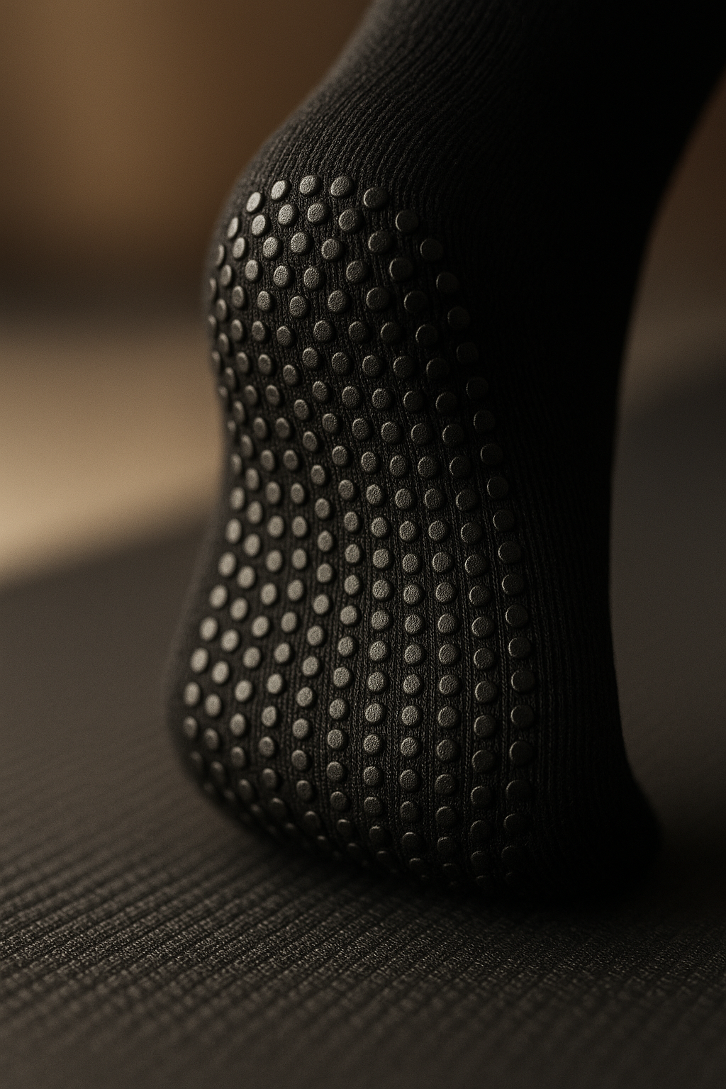 Macro close-up of grip dots on the sole — dense, precision-placed pattern