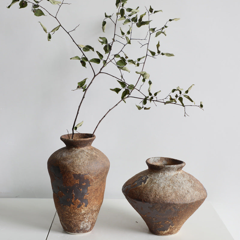 Wabi-Sabi Rustic Pottery Flower Vase