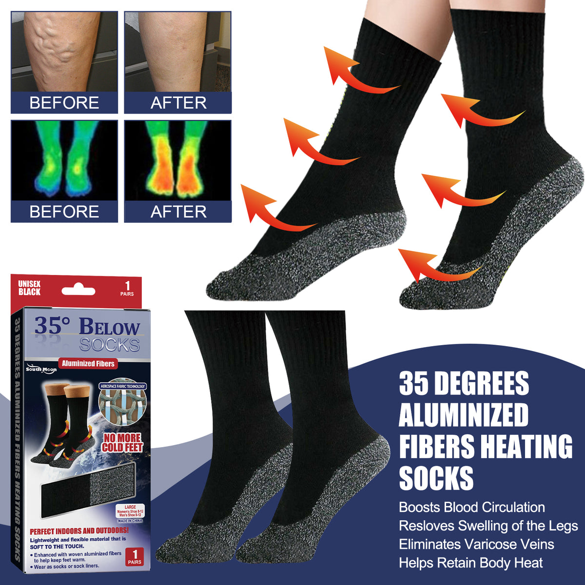 Compression Warming Socks — ribbed knit