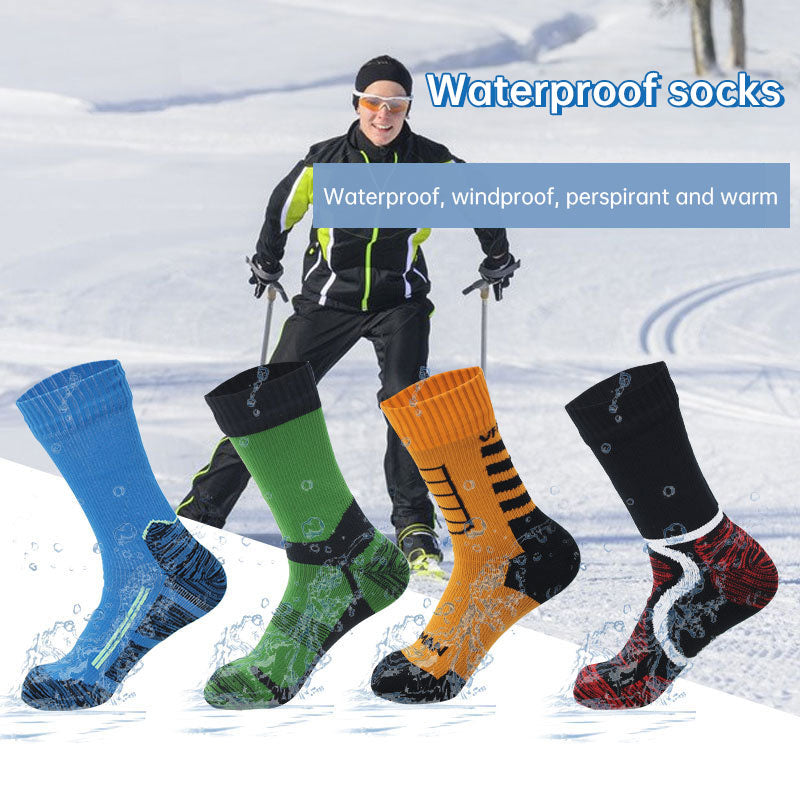 Waterproof socks stepping through water